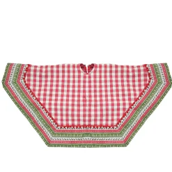 50 Inch And Larger*Northlight 50" Red And White Buffalo Plaid Christmas Tree Skirt With Woodland Fair Isle Trim