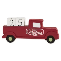 Advent Calendars*Contemporary Home Living 8" Red And White Christmas Tree Truck Tabletop Block Calendar