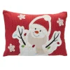 Pillows & Throws*Melrose 17" Red And White Embroidered Snowman Rectangular Christmas Throw Pillow
