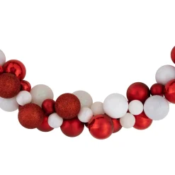 Shatterproof Ball Garland*Northlight 6' Red And White 3-Finish Shatterproof Ball Christmas Garland