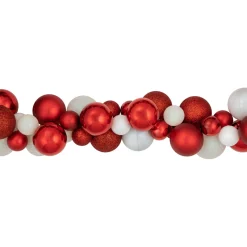 Shatterproof Ball Garland*Northlight 6' Red And White 3-Finish Shatterproof Ball Christmas Garland