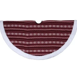 48 Inch And Smaller*Northlight 48" Red And White Knitted Snowflake Lodge Christmas Tree Skirt