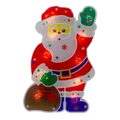 Window Decorations*Northlight 13" Red And White Lighted Holographic Santa Claus Christmas Window Silhouette Decoration