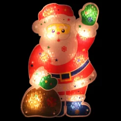 Window Decorations*Northlight 13" Red And White Lighted Holographic Santa Claus Christmas Window Silhouette Decoration