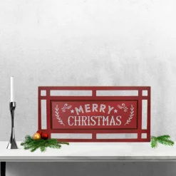 Signs & Plaques*Northlight 24" Red And White Merry Christmas Rectangular Carved Wooden Wall Sign