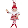 Plush Figures*Select Artificials 13" Red And White Peppermint Striped Elf With Jingle Bells