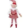 Plush Figures*Select Artificials 20" Red And White Peppermint Striped Elf With Jingle Bells
