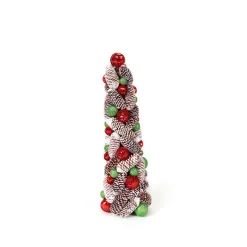 Melrose 2.5 Feet Tall And Smaller>1.5' Red And White Pine Cone Topiary Christmas Tree - Unlit