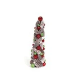 Melrose 2.5 Feet Tall And Smaller>1.5' Red And White Pine Cone Topiary Christmas Tree - Unlit