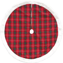 48 Inch And Smaller*Dyno 48" Red And White Plaid Border Christmas Tree Skirt