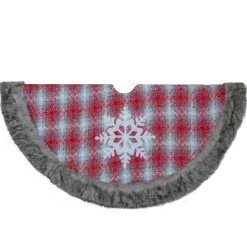 48 Inch And Smaller*Northlight 48" Red And White Plaid Christmas Tree Skirt With Snowflake