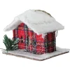 Northlight Woodland>4.5" Red And White Plaid Snow Covered Cabin Christmas Ornament