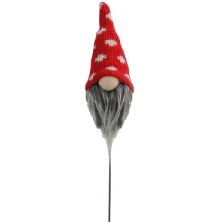 Sprays, Branches & Picks*Northlight 12.5" Red And White Polka Dots Santa Gnome Head Christmas Pick