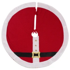 48 Inch And Smaller*Contemporary Home Living 42" Red And White Santa Belt Themed Round Christmas Tree Skirt