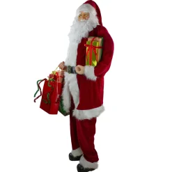 Santa Figures*Northlight 72" Red And White Santa Claus With Shopping Bags Christmas Figure