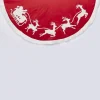 50 Inch And Larger*CC Christmas Decor 50" Red And White Santa Sleigh With Four Prancing Reindeer Embroidered Tree Skirt