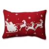 Pillows & Throws*CC Home Furnishings 18.5" Red And White Santa Sleigh With Reindeers Christmas Rectangular Throw Pillow