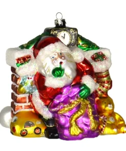 GC Home & Garden Santa Claus>6.25" Red And White Santa's Secret Hand Blown Glass Hanging Figurine Ornament