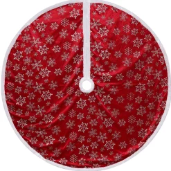48 Inch And Smaller*Northlight 48" Red And White Snowflake Christmas Tree Skirt With A White Border