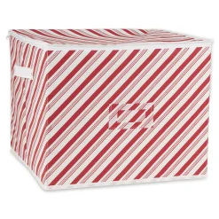 Contemporary Home Living Ornament Storage>16" Red And White Stripe Print Large Ornament Storage