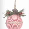 Napco Balls>4.75" Red And White Striped Christmas Ball Ornament