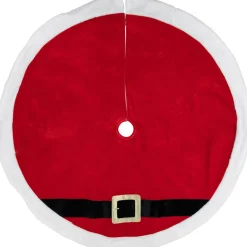 48 Inch And Smaller*Northlight 48" Red And White Velveteen Santa Claus Belt Buckle Christmas Tree Skirt