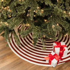 Mini Tree Skirts*Colonial Mills 44" Red And White Woven Candy Cane Round Christmas Tree Skirt