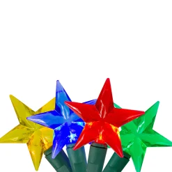 Hofert 25 Red And Yellow Led M5 Stars Mini Christmas Lights - 8 Ft Green Wire