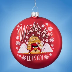 Kurt Adler Entertainment>4" Red Angry Birds "Winter Is Here" Christmas Disc Ornament