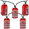 Kurt Adler 10 Red Anheuser-Busch Budweiser Can Patio Lights - 9 Ft Green Wire