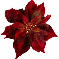 Northlight Garden & Floral>9" Red Artificial Poinsettia Clip-On Christmas Ornament