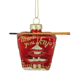 Northlight Food & Beverage>3.5" Red Asian Food Take Out Container Glass Christmas Ornament