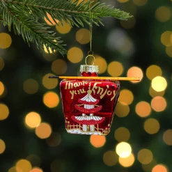 Northlight Food & Beverage>3.5" Red Asian Food Take Out Container Glass Christmas Ornament
