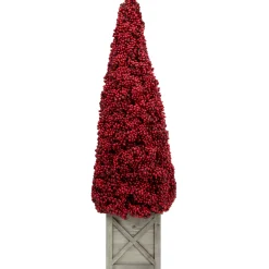 Allstate Topiaries>40" Red Berry Cone Potted Christmas Topiary