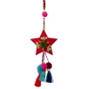 Northlight Stars>9.5" Red Bohemian Star With Pom Pom Christmas Ornament