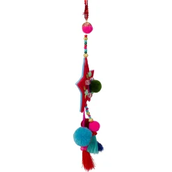 Northlight Stars>9.5" Red Bohemian Star With Pom Pom Christmas Ornament