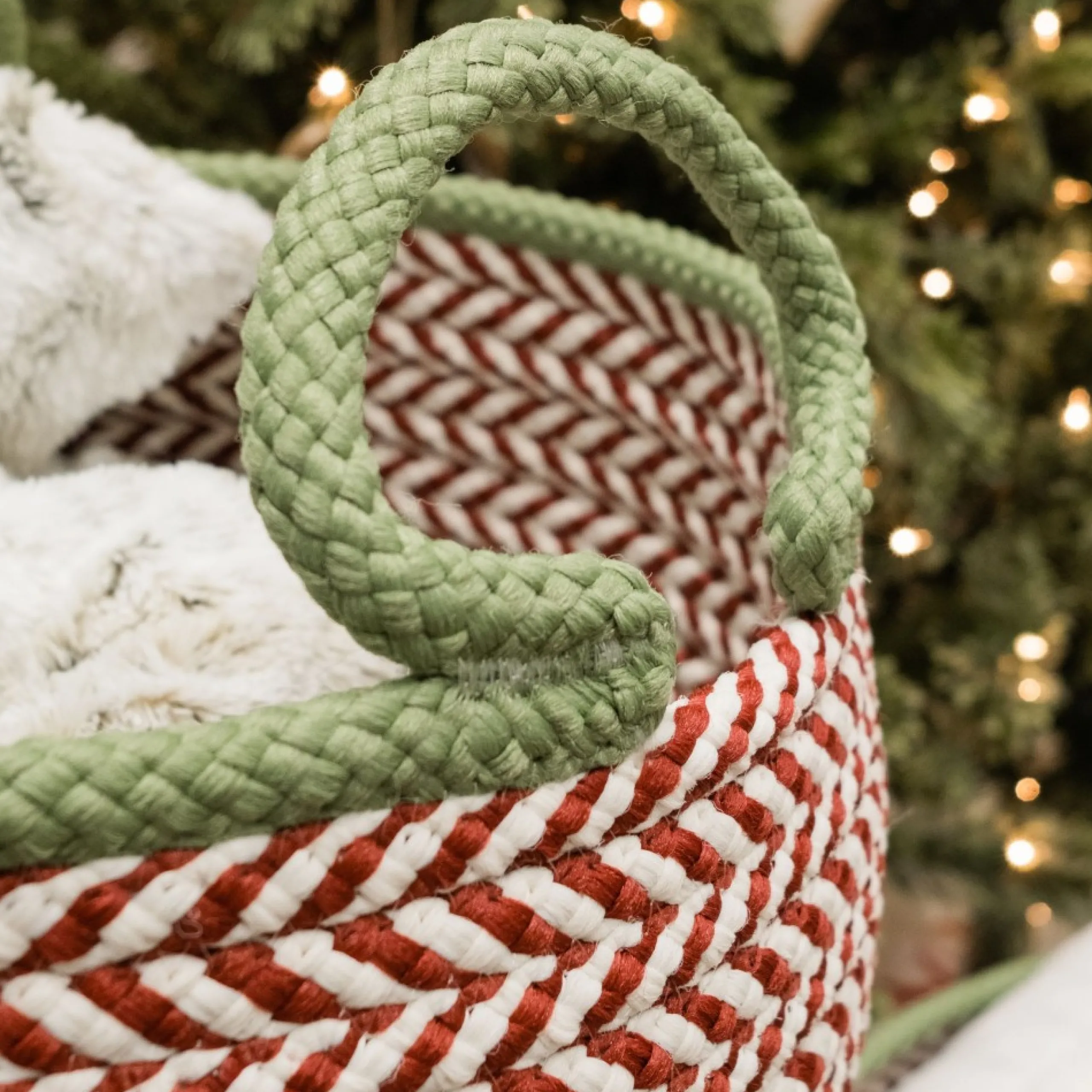 Decoration Storage*Colonial Mills 18" Red Braided Chevron Christmas Storage Basket
