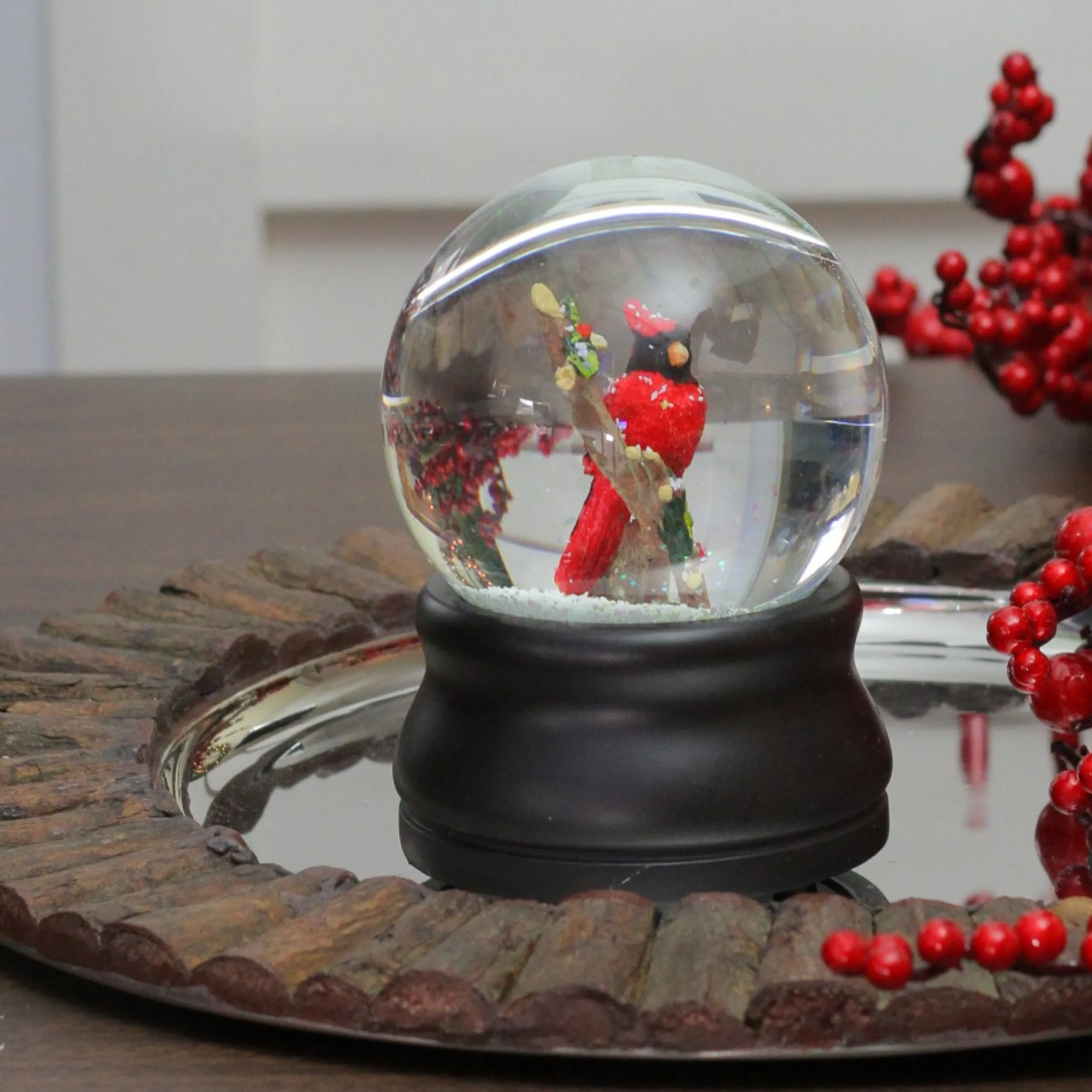 Snow Globes*Northlight 5.75" Red Cardinal On Branch Musical Christmas Snow Globe
