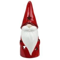 Candles & Holders*Northlight 8.25 Red Ceramic Christmas Star Gnome Tealight Candle Holder