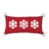Pillows & Throws*Contemporary Home Living 16" Red Christmas Embroidered And Snowflake Rectangular Throw Pillow