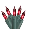 GKI/Bethlehem Lighting 100 Red Commercial Grade Mini Christmas Lights - 45.5 Ft Green Wire