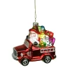 Northlight Santa Claus>4" Red Fire Truck With Santa And Presents Glass Christmas Ornament
