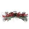 Candles & Holders*Melrose 30" Red Frosted Berry And Pine Needle Christmas Candle Holder