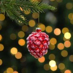 Northlight Pine Cones>3.25" Red Frosted Pine Cone Glass Christmas Ornament