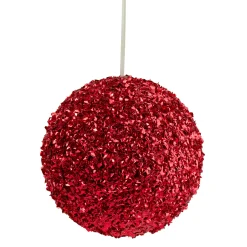 Northlight Balls>6" Red Glitter Christmas Ball Ornament
