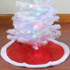 Mini Tree Skirts*Northlight 20" Red Glittered Mini Christmas Tree Skirt With A Faux Fur Trim