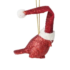 Kurt Adler Animals>3" Red Glittered Sitting Cardinal Bird In Santa Hat Christmas Ornament