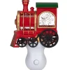 Roman 6.5" Red, Green And Gold Glitter Bubble Lamp Christmas Train Night Light