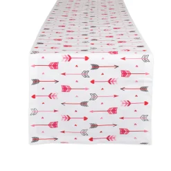 Contemporary Home Living 108" Red Hearts And Arrows Printed Rectangular Table Runner