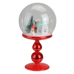 Snow Globes*Avon 8.75" Red Holiday Scene Pedestal Globe Tabletop Decoration